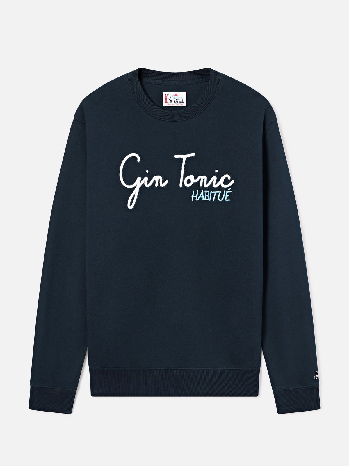 Navy blue Soho cotton sweatshirt with Gin Tonic Habitué embroidery