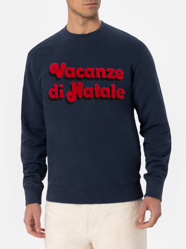 Man blue navy sweatshirt Soho with Vacanze di Natale logo print | VACANZE DI NATALE SPECIAL EDITION