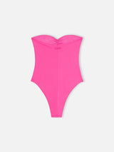 Women fuscia strapless one piece swimsuit Soleil