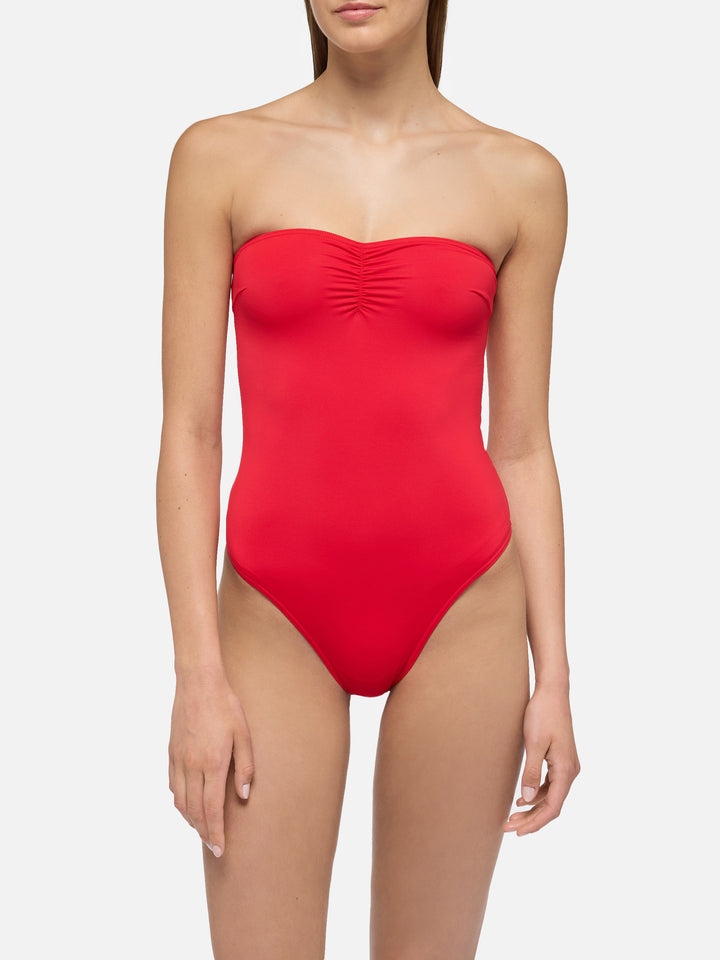 Soleil costume intero senza spalline rosso