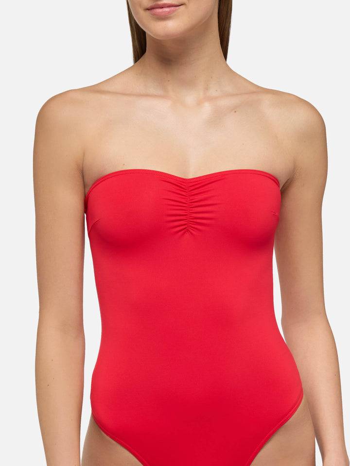 Soleil costume intero senza spalline rosso