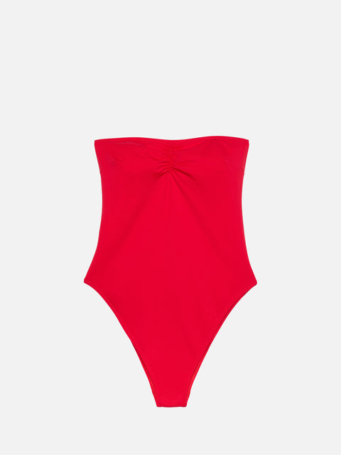 Soleil red strapless one-piece swimsuit - MC2 Saint Barth