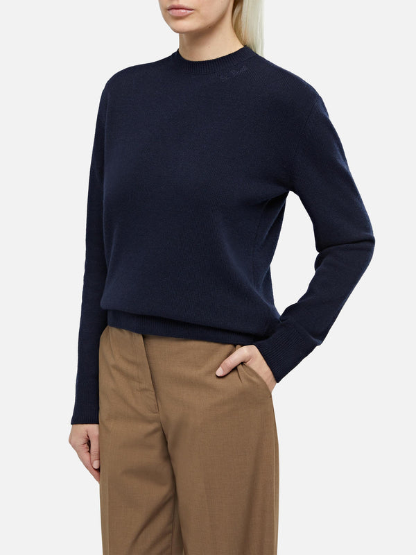 Woman navy blue cashmere blend sweater Sorbonne