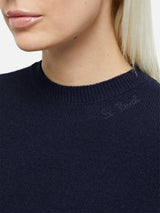 Marineblauer Pullover Sorbonne aus Kaschmirmischung für Damen