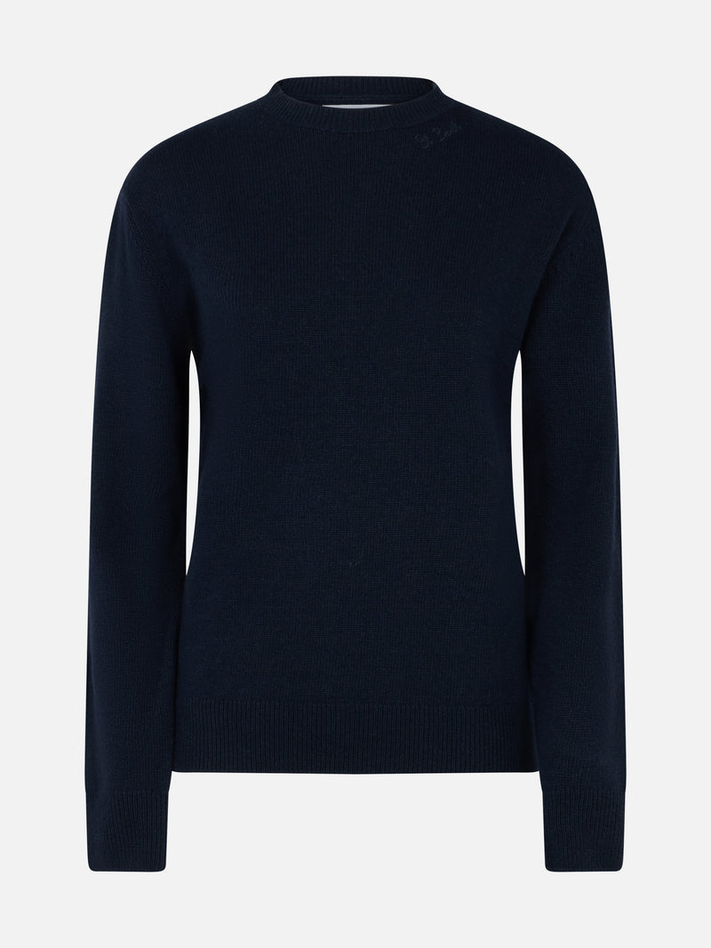 Marineblauer Pullover Sorbonne aus Kaschmirmischung für Damen