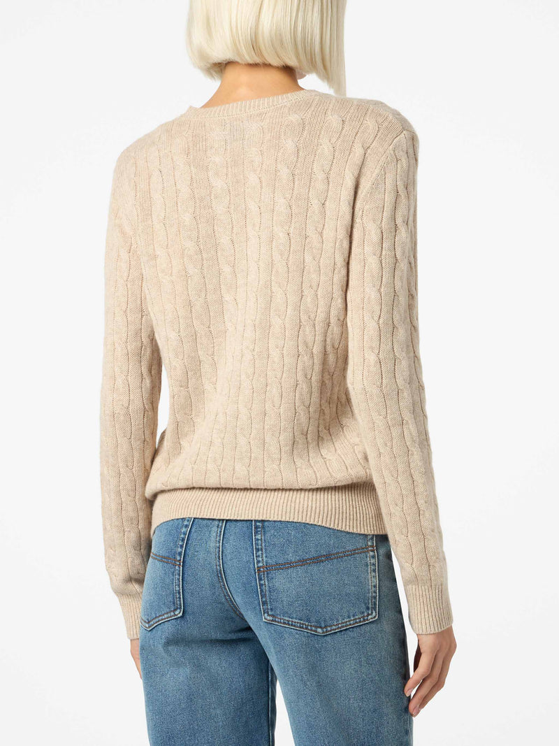 Maglione da donna in misto cashmere beige Sorbonne