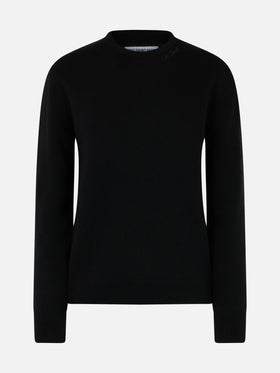 Woman black cashmere blend crewneck sweater Sorbonne