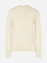 Woman white crewneck cashmere blend sweater Sorbonne