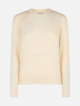 Woman off-white cashmere blend cable knit sweater Sorbonne