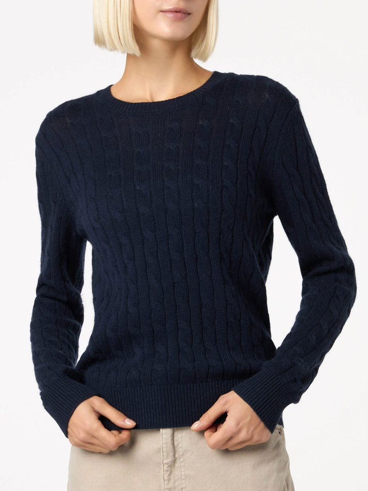 Maglione da donna blu navy in misto cashmere Sorbonne