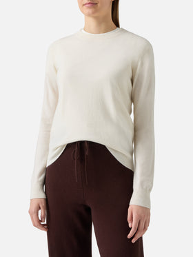 100% CASHMERE Sorbonne sweater in white