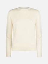 Maglione da donna in puro cashmere bianco panna Sorbonne