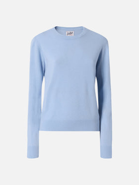 100% CASHMERE Sorbonne sweater in light blue
