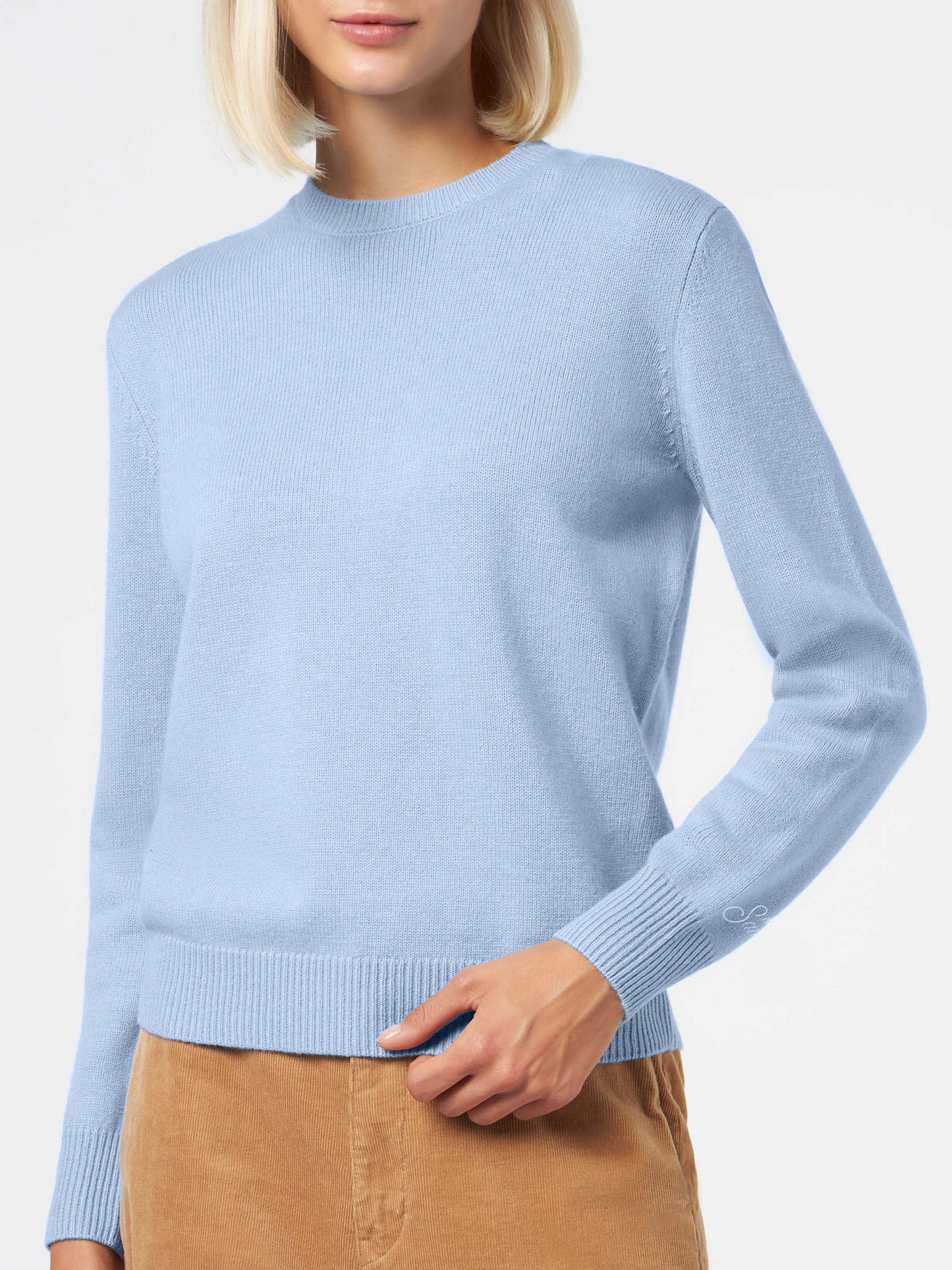 Hellblauer Damenpullover aus reinem Kaschmir Sorbonne