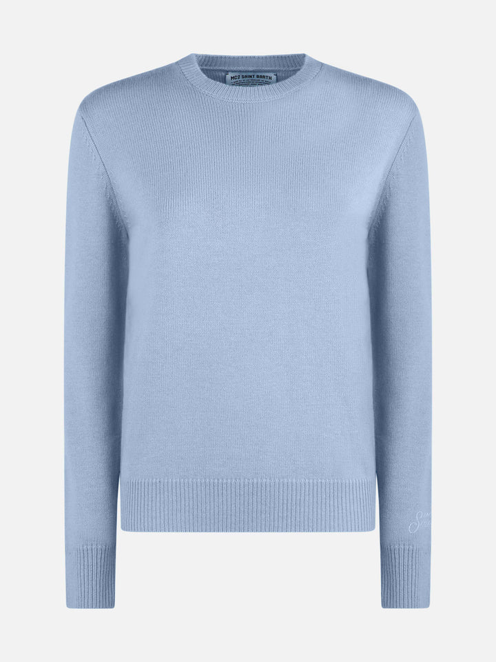 Woman light blue pure cashmere sweater Sorbonne - MC2 Saint Barth