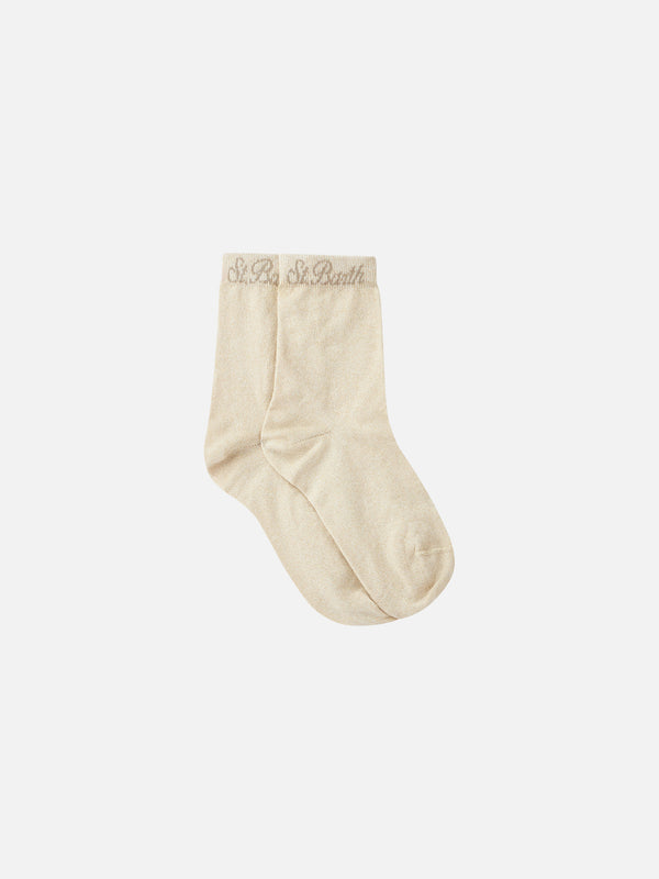 Woman beige lurex socks