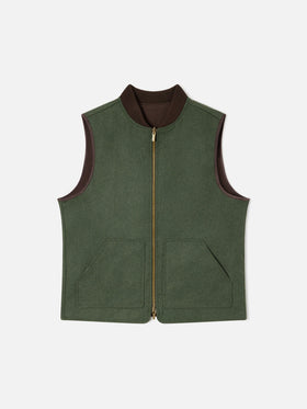 Military green Spencer wool blend reversible vest