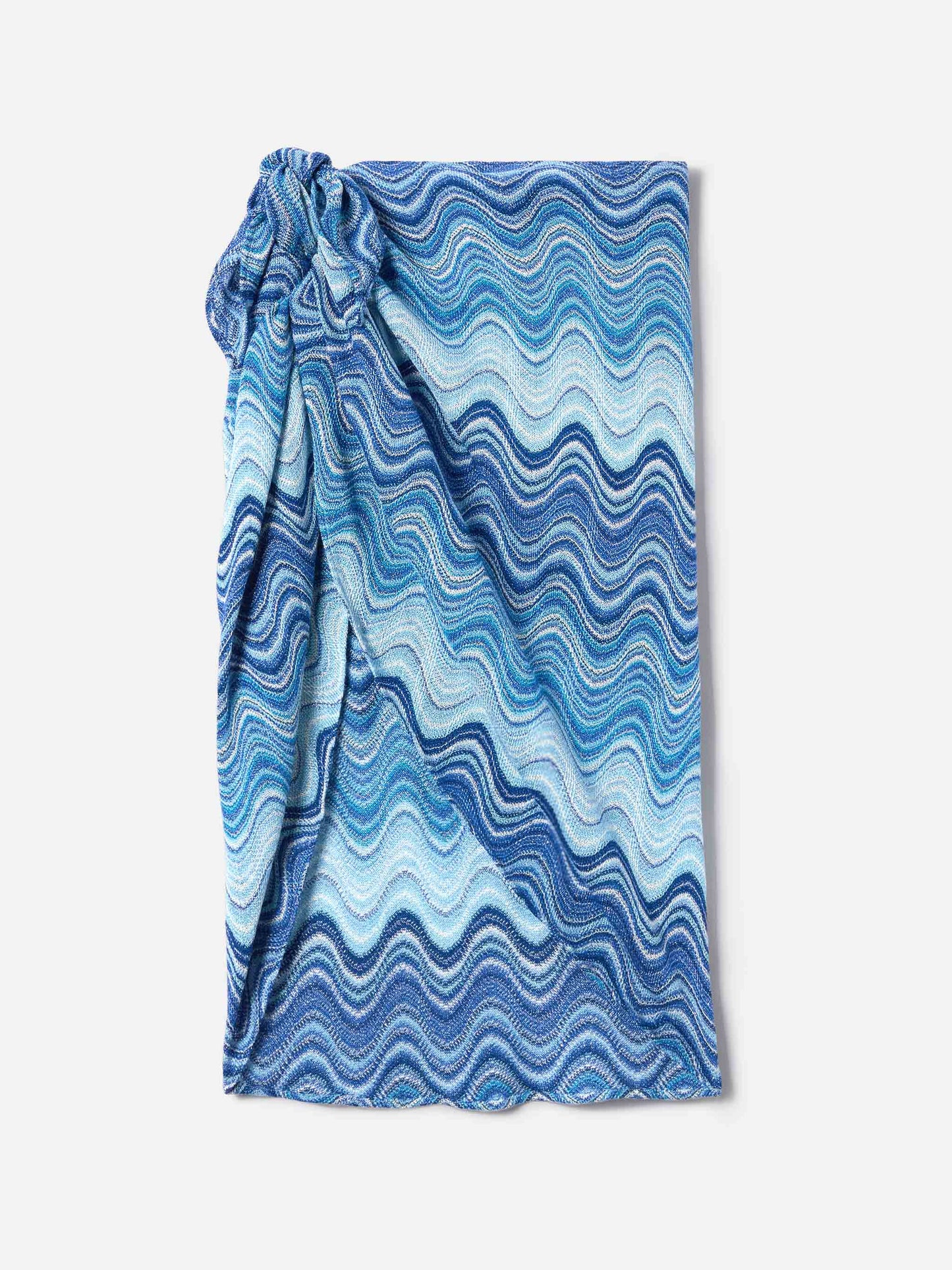 Pareo corto Sery in tessuto raschel degradé azzurro