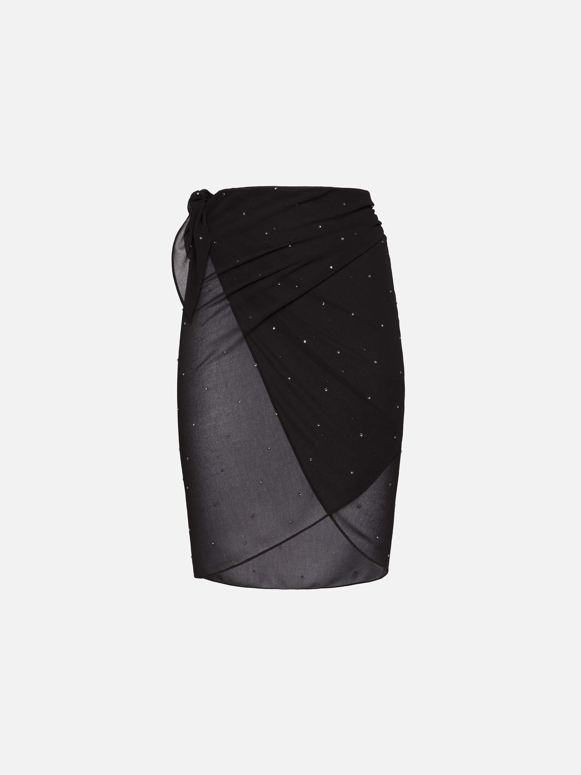 Sery short black georgette pareo with rhinestone embellishment - MC2 Saint Barth