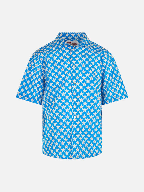 Blue Boy muslin cotton shirt Sharouk with seastar print - MC2 Saint Barth