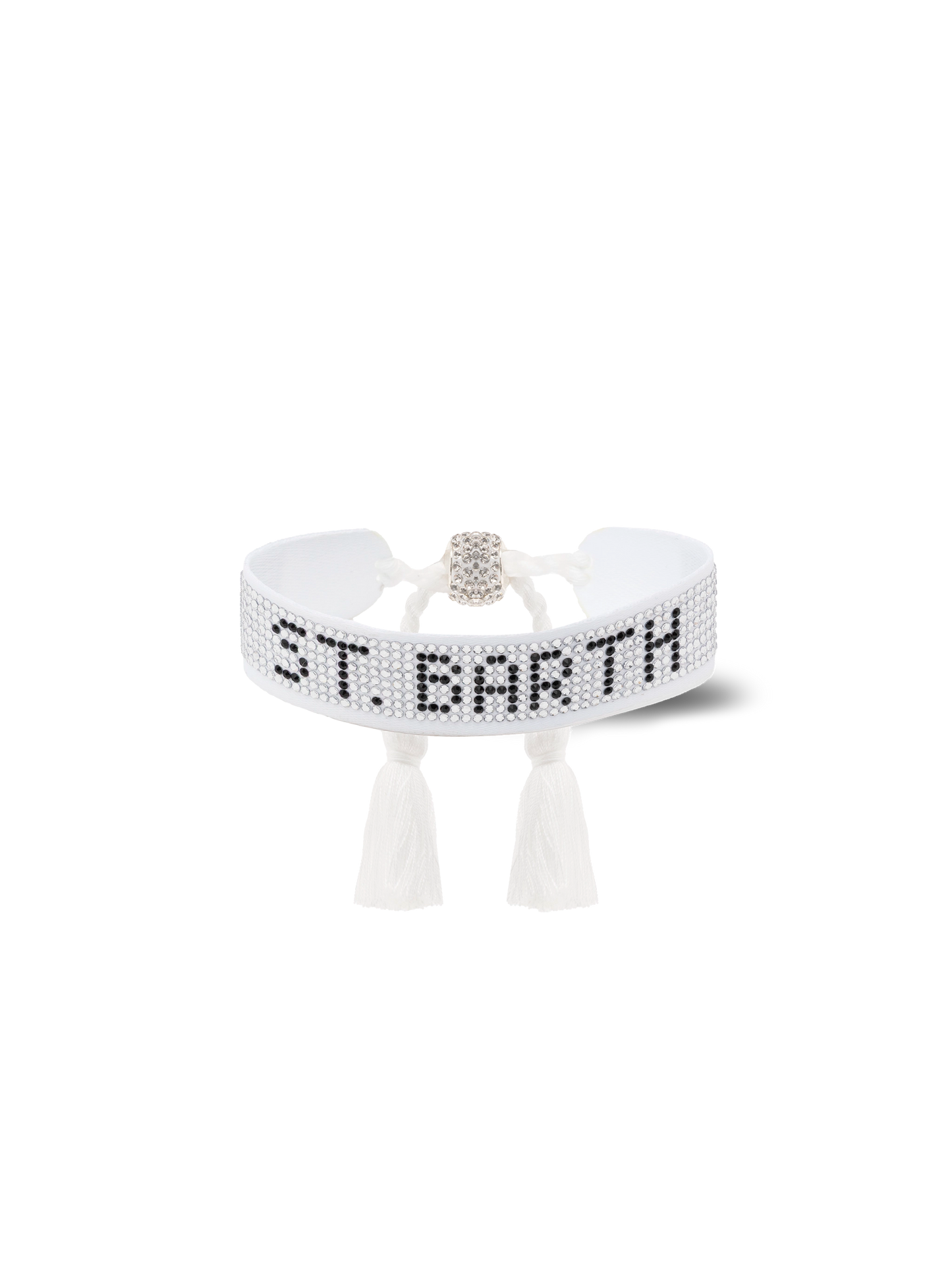 White rhinestones bracelet with St. Barth lettering