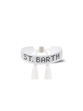 White rhinestones bracelet with St. Barth lettering