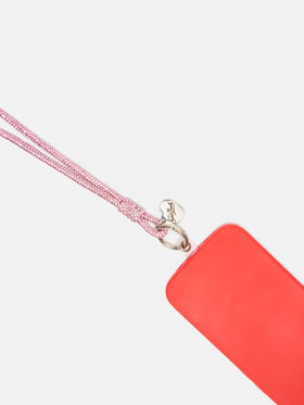 Tracolla per telefono Strass Charm fucsia con charm logo