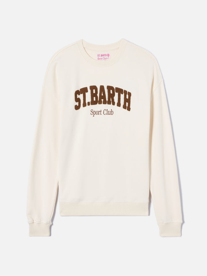 Cream Stardust sweatshirt with raised terry-effect logo and Sport Club embroidery