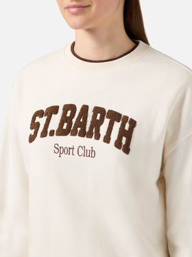 Cream Stardust sweatshirt with raised terry-effect logo and Sport Club embroidery