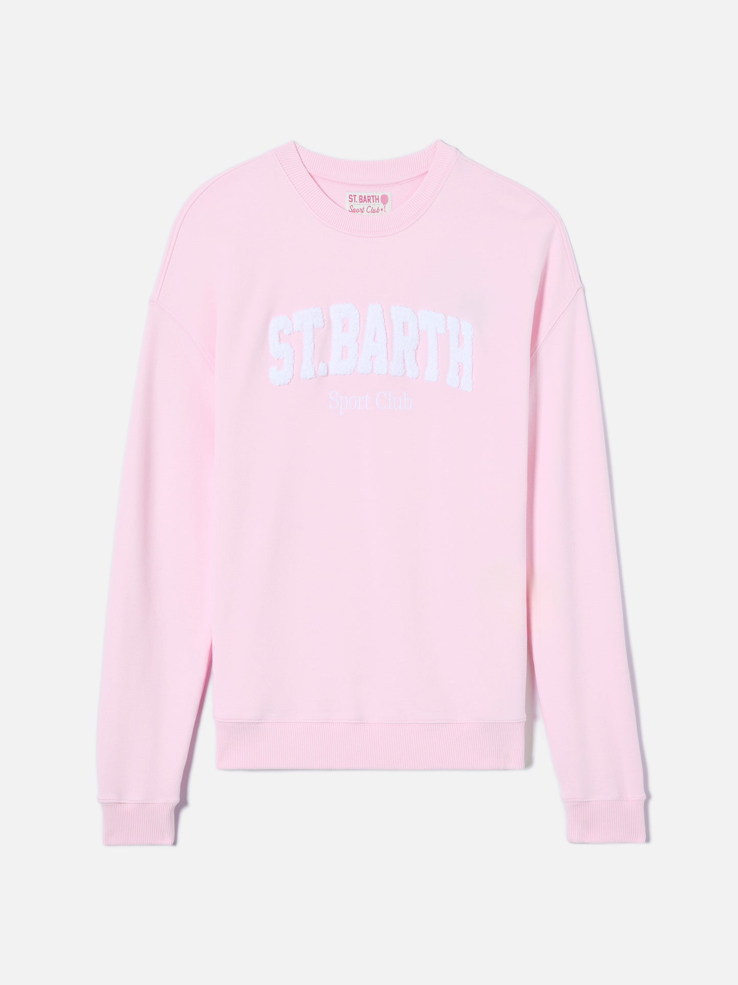 Pink Stardust sweatshirt with raised terry-effect logo and Sport Club embroidery