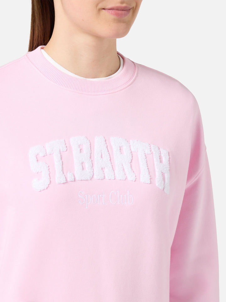 Pink Stardust sweatshirt with raised terry-effect logo and Sport Club embroidery