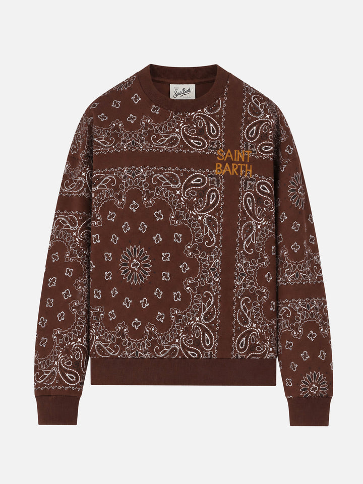 Brown Stardust cotton sweatshirt with bandana print