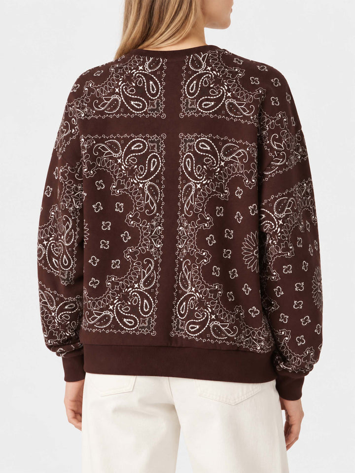 Brown Stardust cotton sweatshirt with bandana print