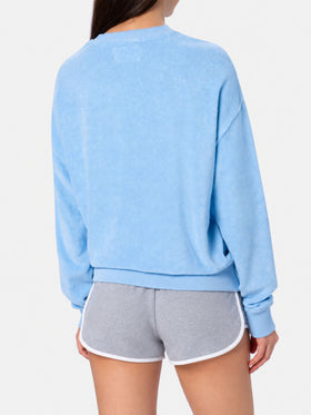 Woman light blue terry cotton Stardust sweatshirt