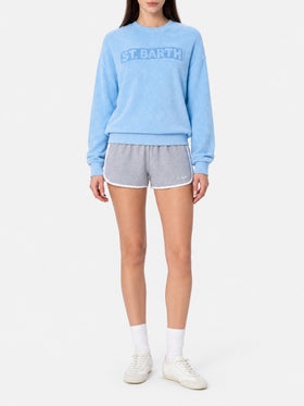 Woman light blue terry cotton Stardust sweatshirt