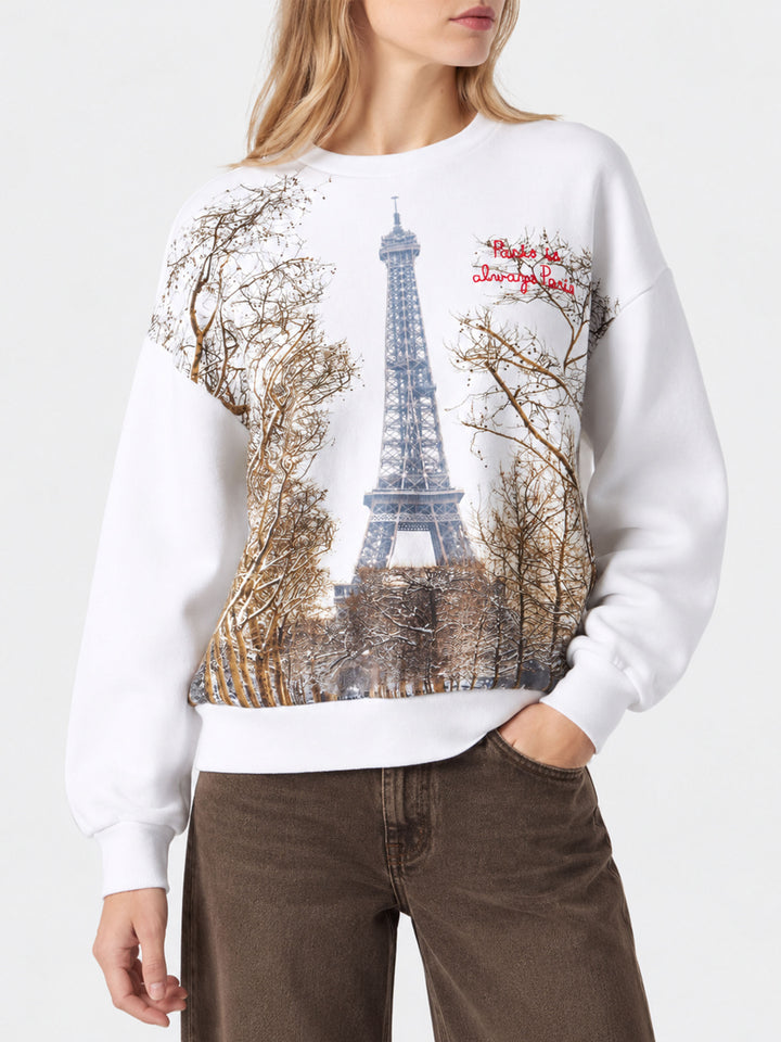Stardust sweatshirt with Paris print and embroidery