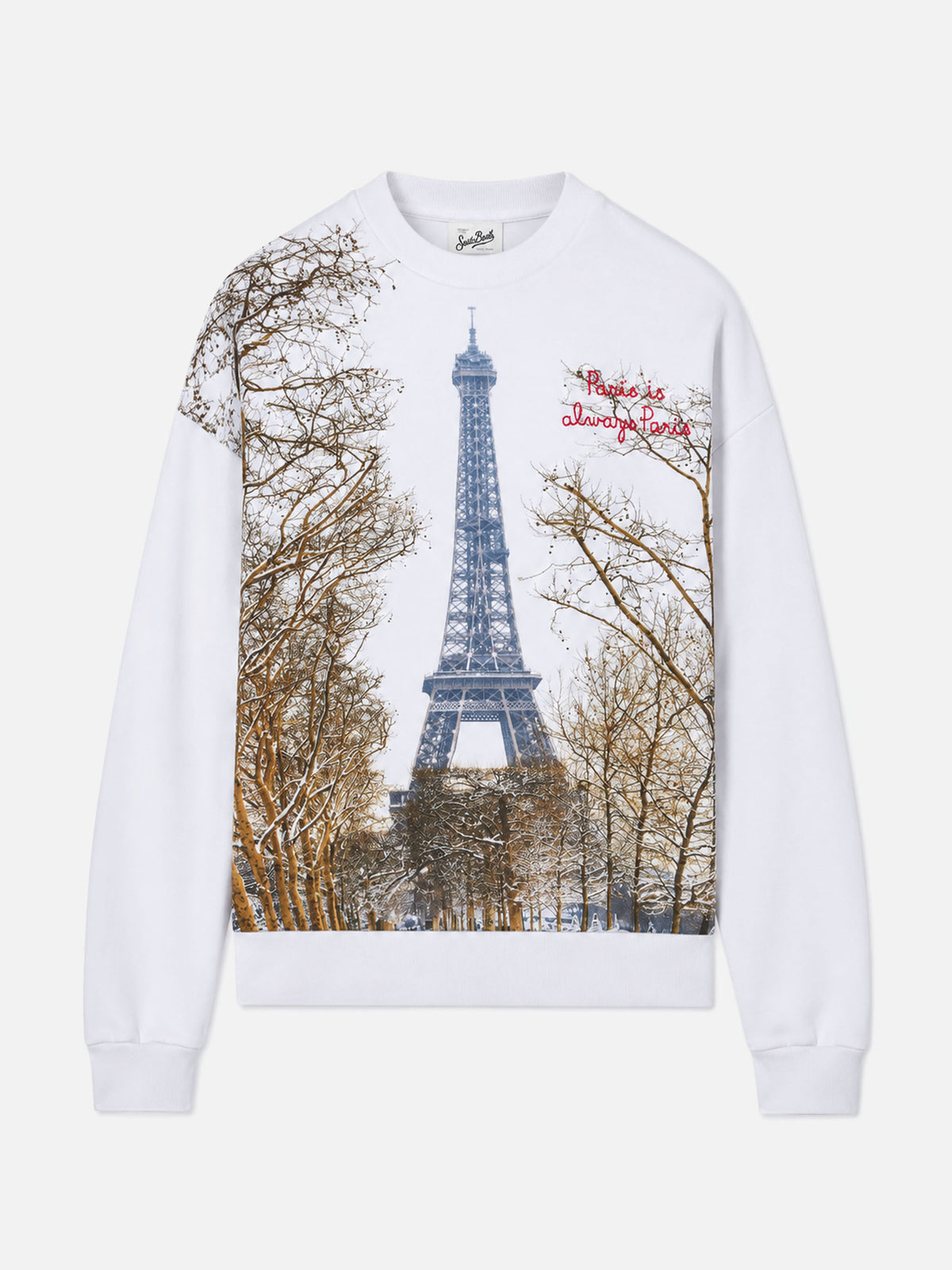 Felpa Stardust bianca con stampa Torre Eiffel