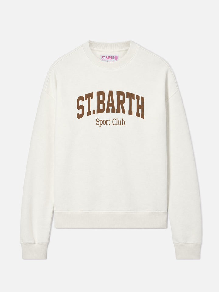 Weißes Sweatshirt aus Baumwolle mit St. Barth Sport Club Flock-Print „Stardust“ 