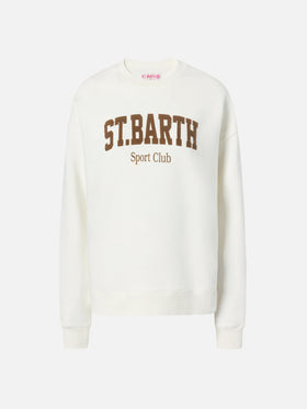 Stardust cotton sweatshirt in white with St. Barth Sport Club flock print