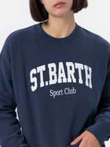 Woman navy blue fleeced cotton sweatshirt Stardust