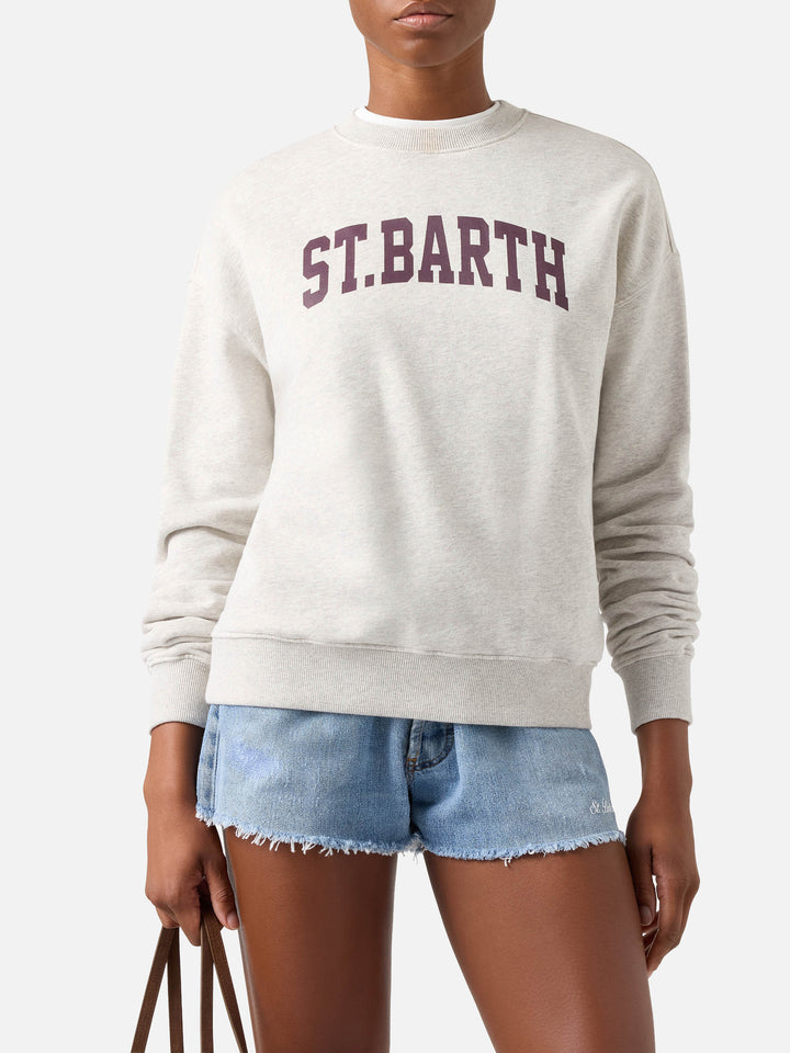Stardust Rundhals-Sweatshirt aus grauer Baumwolle mit St. Barth-Print 