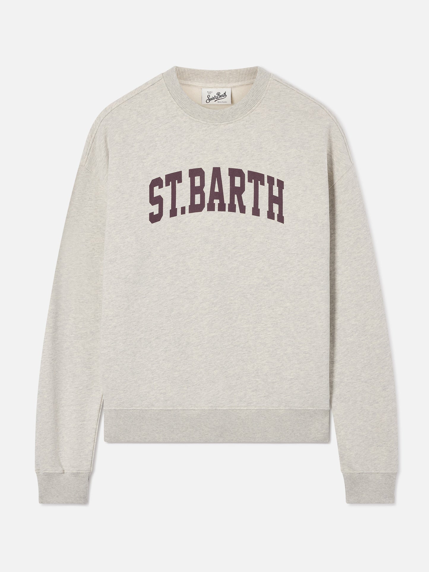 Sweat-shirt ras-du-cou Stardust en coton gris avec imprimé St. Barth 