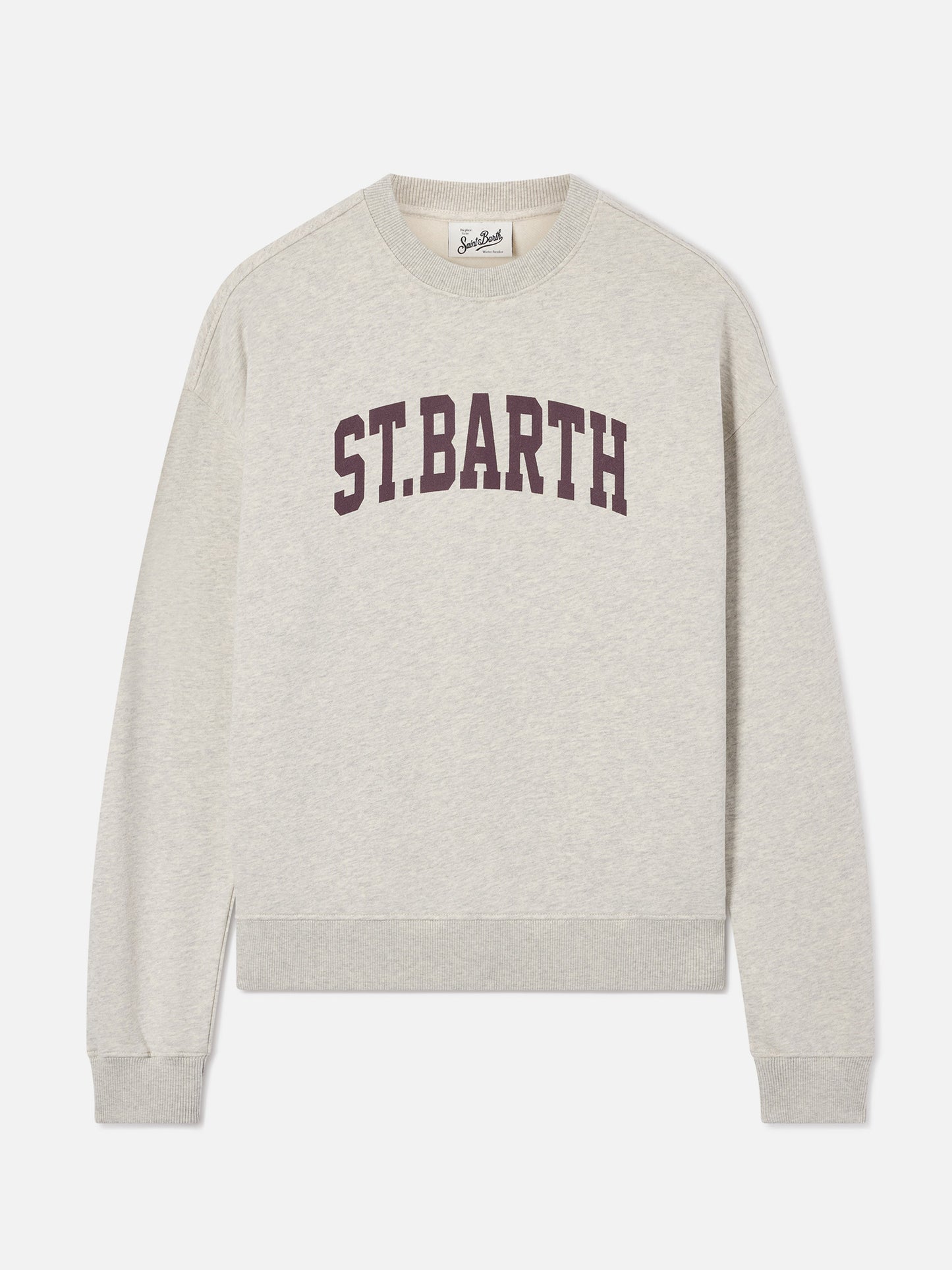 Felpa girocollo Stardust in cotone grigia con stampa St. Barth