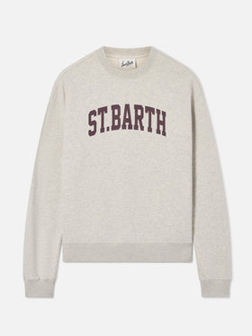 Felpa girocollo Stardust in cotone grigia con stampa St. Barth