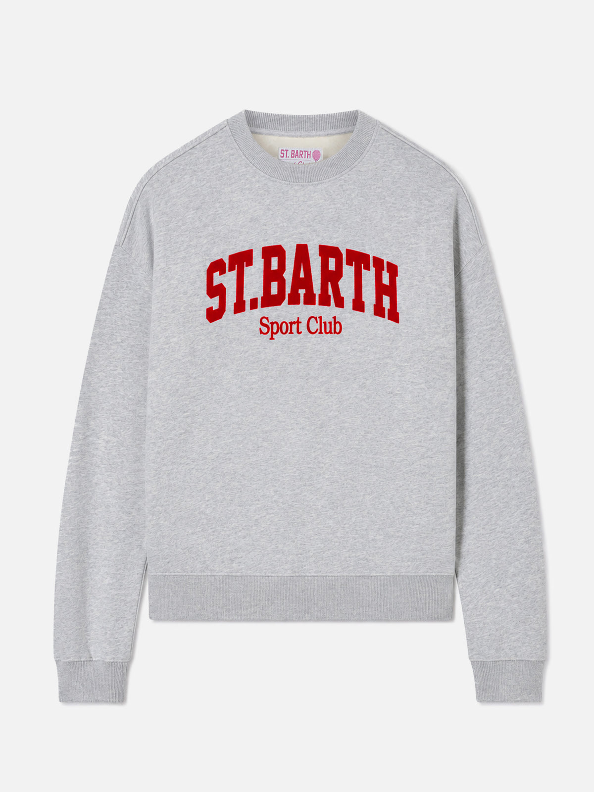 Sweat-shirt en coton Stardust gris avec imprimé flock St. Barth Sport Club 