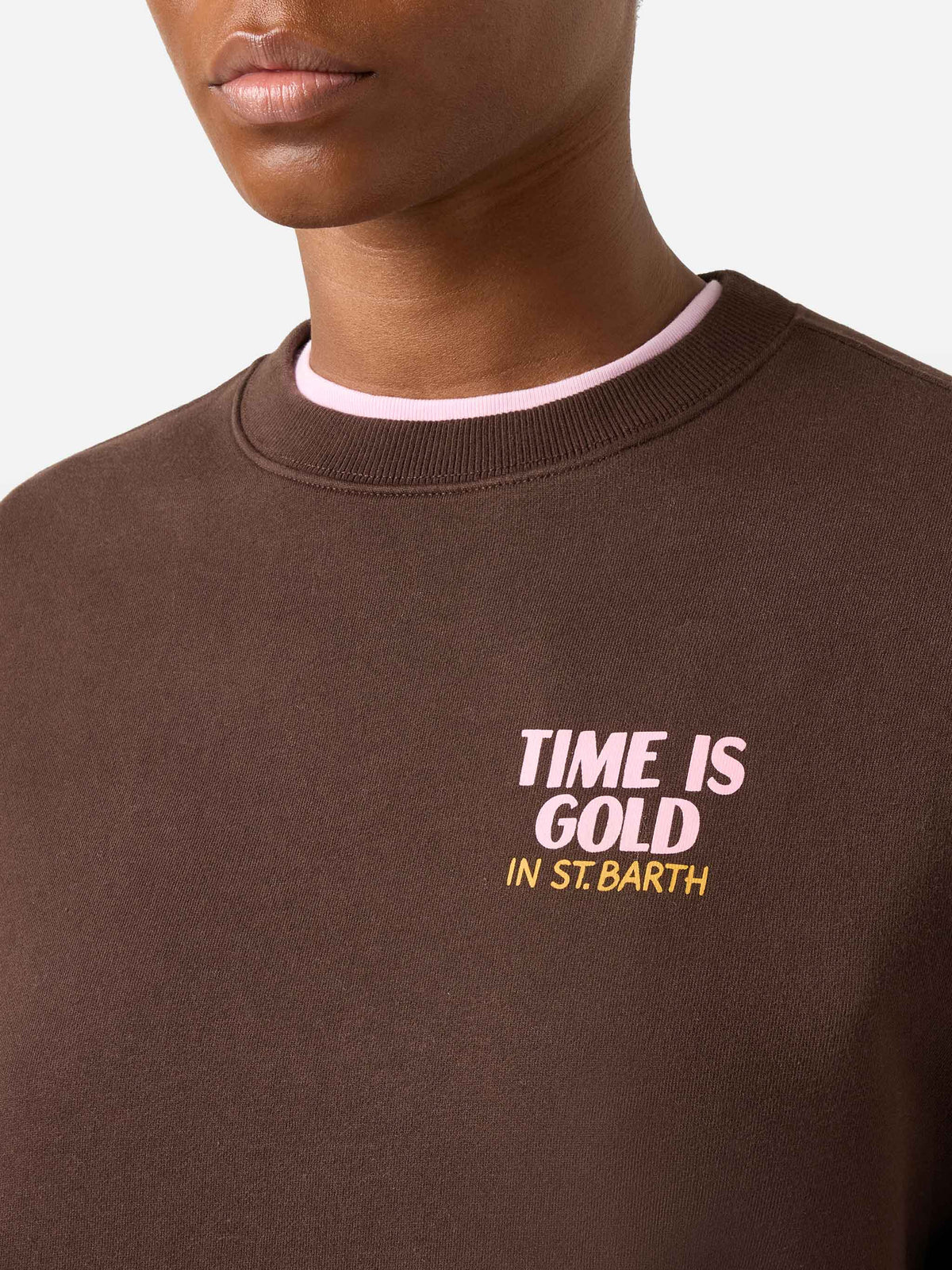 Sudadera Brown Stardust con estampado Time Is Gold 