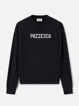 Schwarzes Stardust-Sweatshirt mit Pazzesca-Glitzerprint 