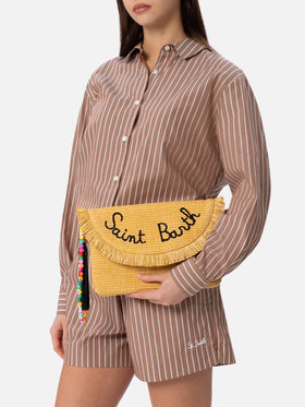 Straw pochette with fruit charms