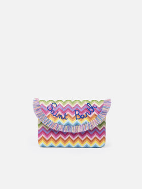 Straw pochette with fruit charms
