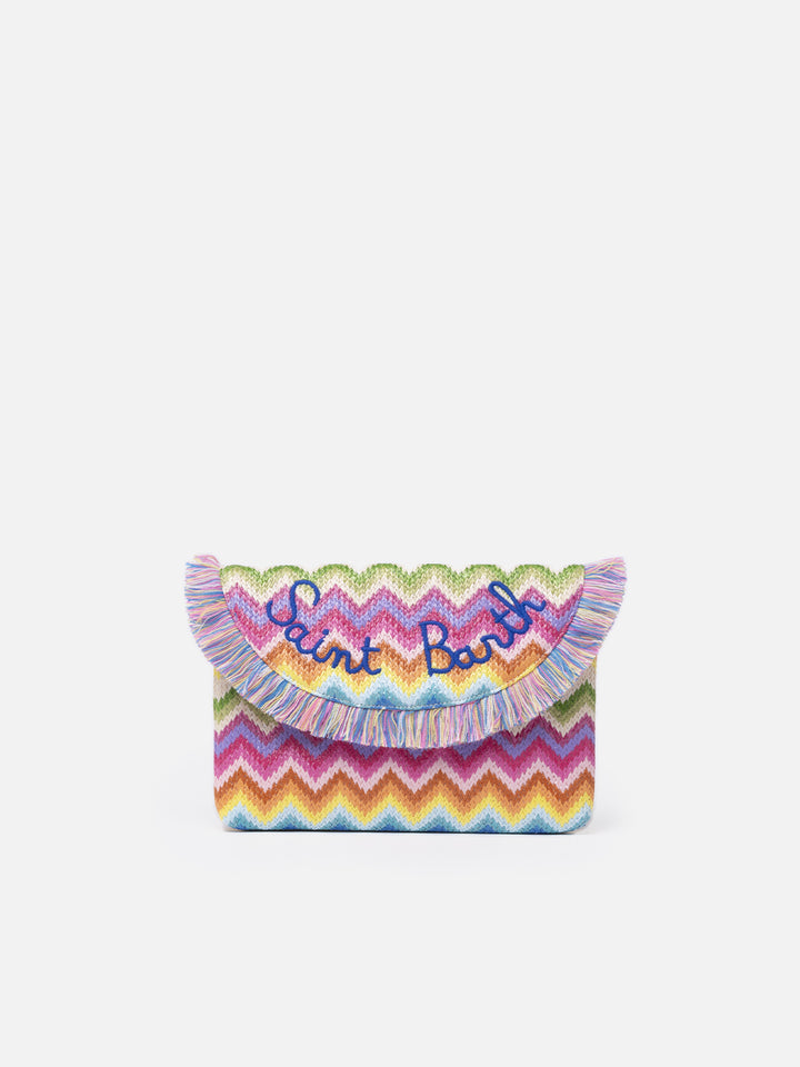 Straw pochette with fruit charms
